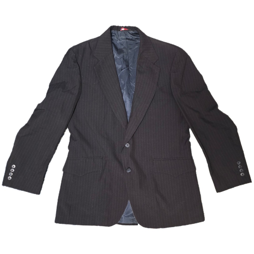 Larry Mahan Western Blazer Mens 40R Black Pinstripe Cowboy Collection USA (U)